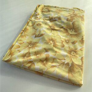 Vintage 70s fitted sheet, yellow brown large florwers bed sheet, twin size bed
